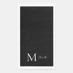 Serviette En Papier Élégant noir et blanc Monogramme Papier serviettes