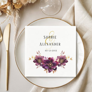 Serviette En Papier Élégant nom floral Date Mariage papier Napkin