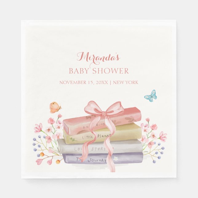 Serviette En Papier Élégant nouveau chapitre Floral Bow Baby shower li (Devant)