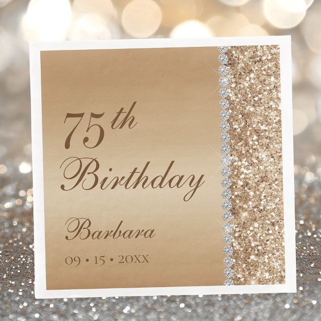 Serviette En Papier Élégant Or 75e Anniversaire (Créateur téléchargé)