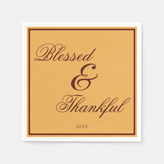 Serviette En Papier Elégant or Brown Thanksgiving (Devant)