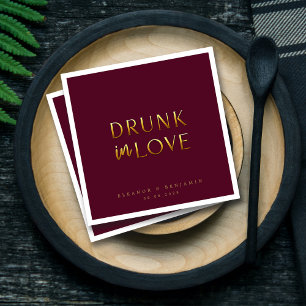 Serviette En Papier Elégant Or Drunk In Love Mariage personnalisé