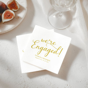 Serviette En Papier Élégant Or Nous sommes fiancés Soirée Cocktail