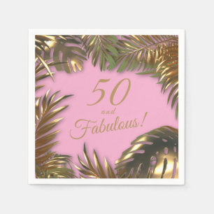 Serviette En Papier Elegant Or Rose 50 Ans Fabulux Anniversaire