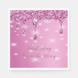 Serviette En Papier Élégant paillettes rose chaud goutte à goutte ente
