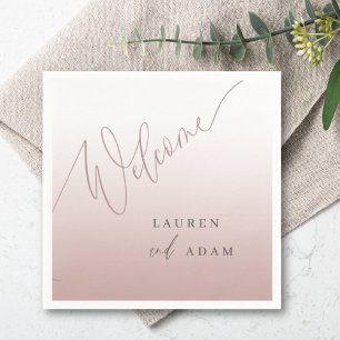 Serviette En Papier Élégant panneau de mariage en calligraphie rose go