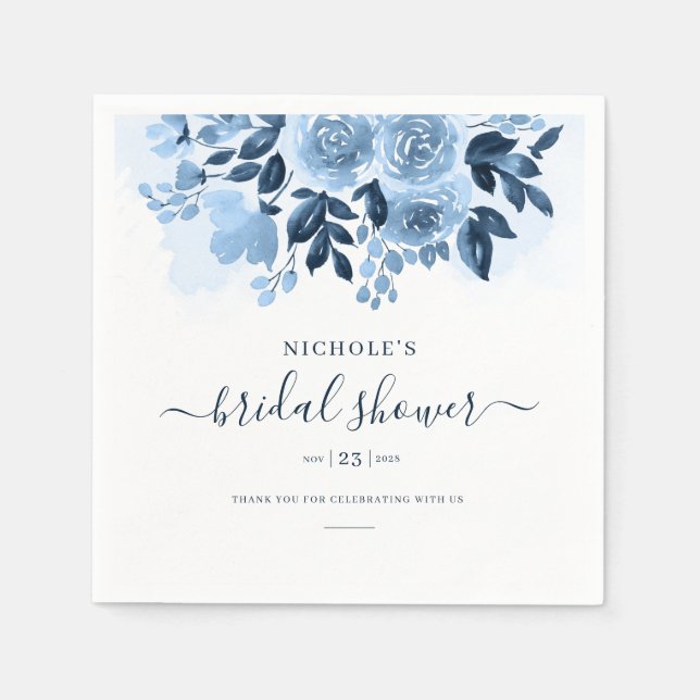 Serviette En Papier Élégant papier aquarelle floral mariage Shower (Devant)