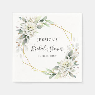 Serviette En Papier Élégant Papier Fleurs de mariage Bleu Poussiéreux