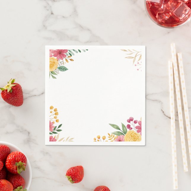 Serviette En Papier Élégant papier floral double nom (En situation)