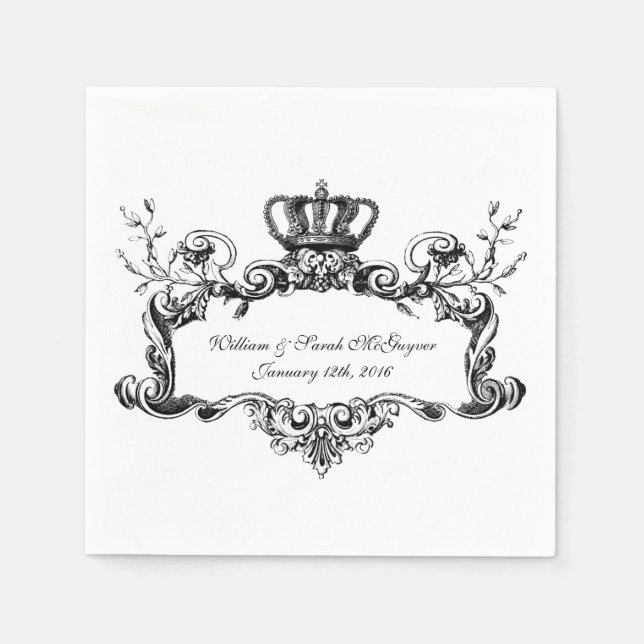 Serviette En Papier Élégant Papier Mariage Regal (Devant)