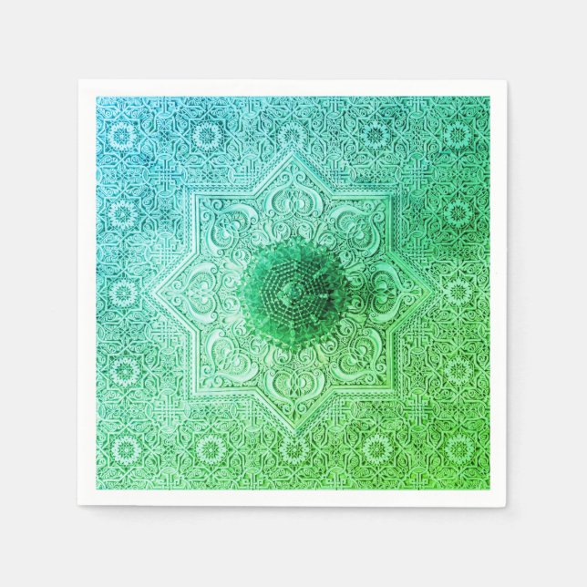 Serviette En Papier Élégant papier Motif en dentelle verte serviettes (Devant)