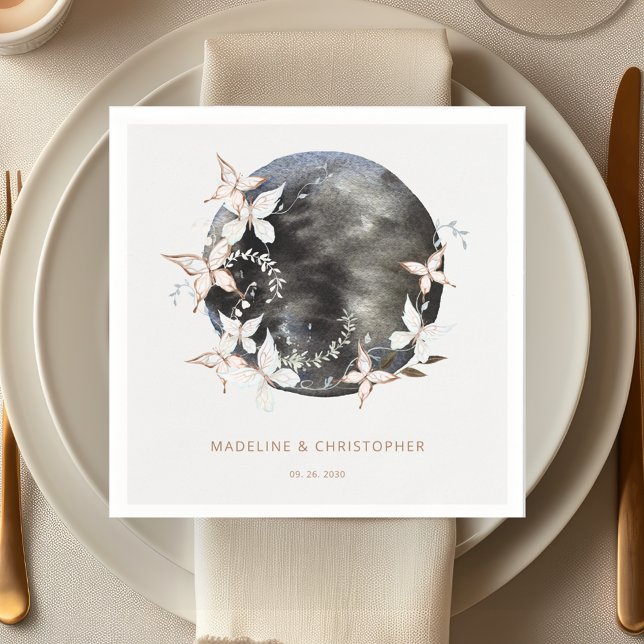 Serviette En Papier Élégant papillon céleste Enregistrer le Mariage de (Créateur téléchargé)