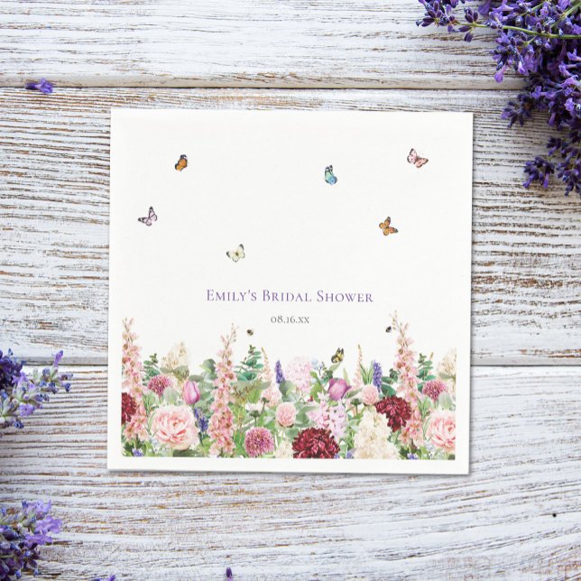 Serviette En Papier Élégant papillon floral Shower de mariage (Créateur téléchargé)