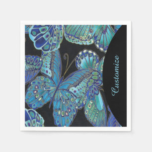 Serviette En Papier Élégant Papillon Turquoise Motif serviettes