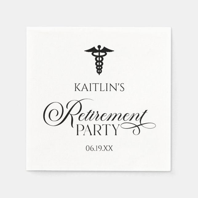 Serviette En Papier Élégant parti de retraite Caduceus Médicale (Devant)
