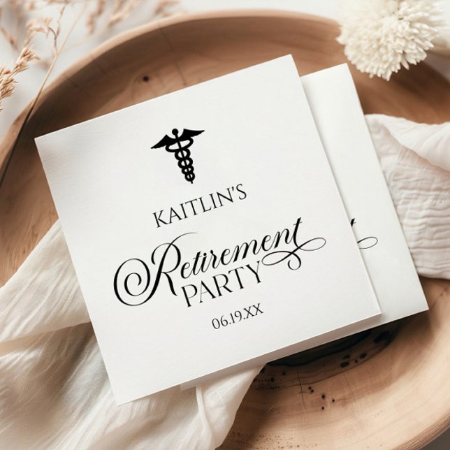 Serviette En Papier Élégant parti de retraite Caduceus Médicale (Créateur téléchargé)