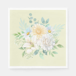 Serviette En Papier Élégant Pastel Beige Floral