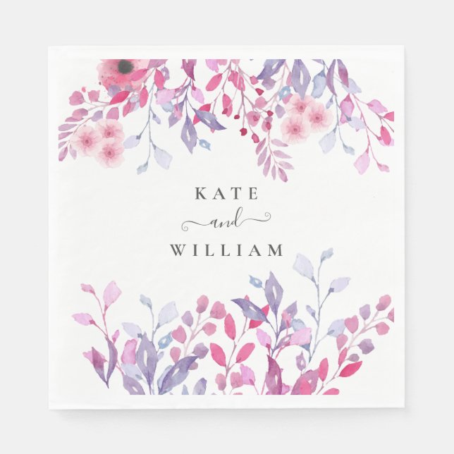 Serviette En Papier Élégant pays violet Fleurs sauvages Floral (Devant)