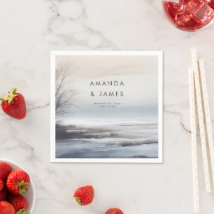 Serviette En Papier Elégant paysage Abstrait Pittoresque Mariage d'hiv