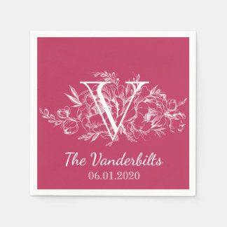 Serviette En Papier Elegant Peony en Mariage blanc Napkin
