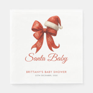 Serviette En Papier Élégant Père Noël Baby shower Red Bow Noël
