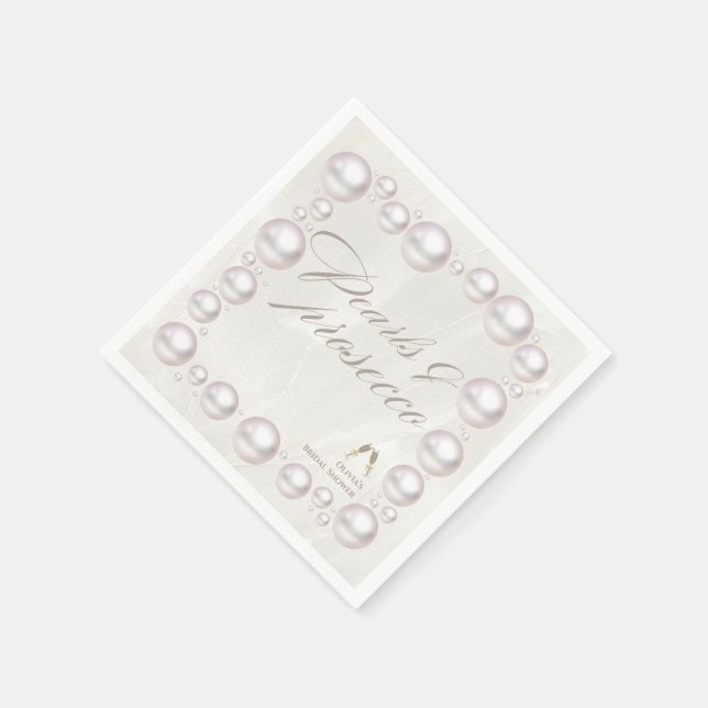 Serviette En Papier Élégant perles et prosecco enterrement de vie de j (Coin)