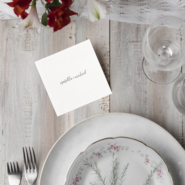 Serviette En Papier Elegant Personalized Wedding Napkin with Names (Créateur téléchargé)