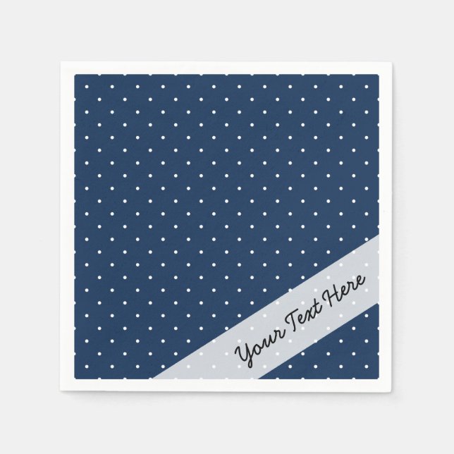Serviette En Papier élégant petit bleu marine blanc pois motif (Devant)