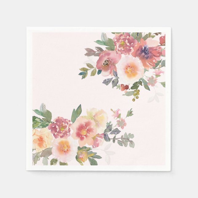 Serviette En Papier Elegant Pink Floral Bridal Shower (Devant)