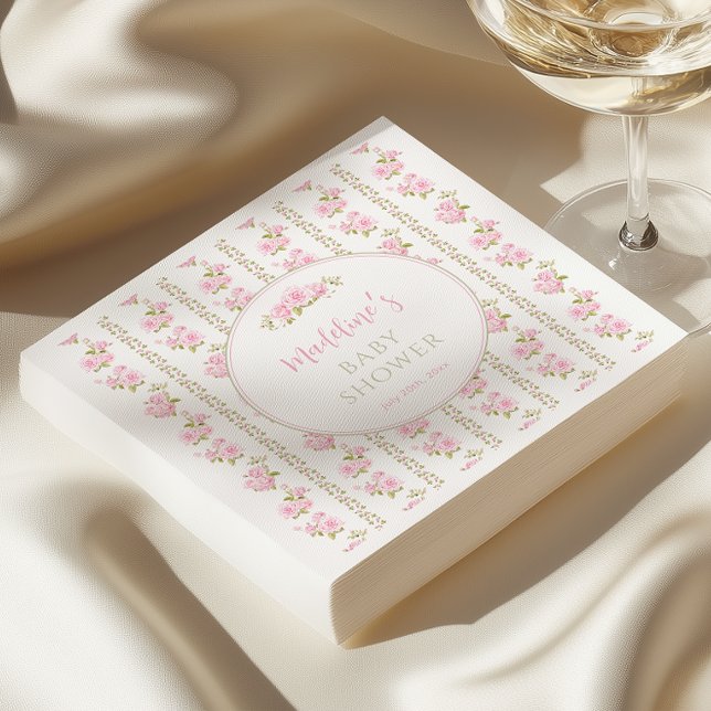 Serviette En Papier Elegant Pink Floral Vintage (Créateur téléchargé)