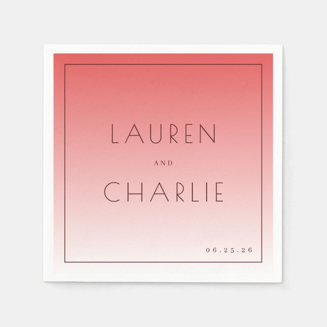 Serviette En Papier Elegant Pink Typographic Gradient (Devant)