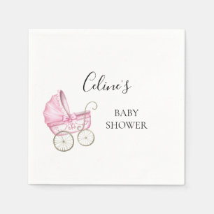 Serviette En Papier Élégant Pink Vintage baby shower de transport bébé