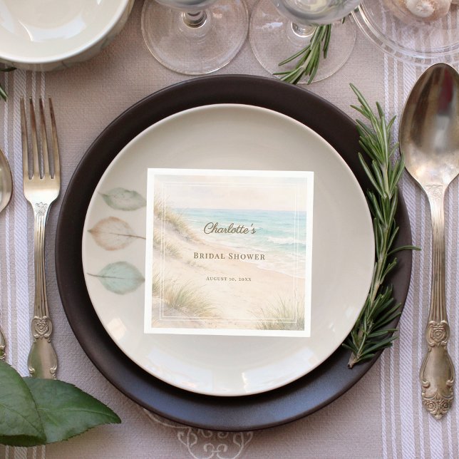 Serviette En Papier Élégant plage de mariage côtier (Créateur téléchargé)