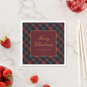 Serviette En Papier Élégant Plaid de Noël Classique