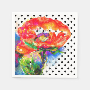 Serviette En Papier Elégant pois à aquarelle rouge abstrait