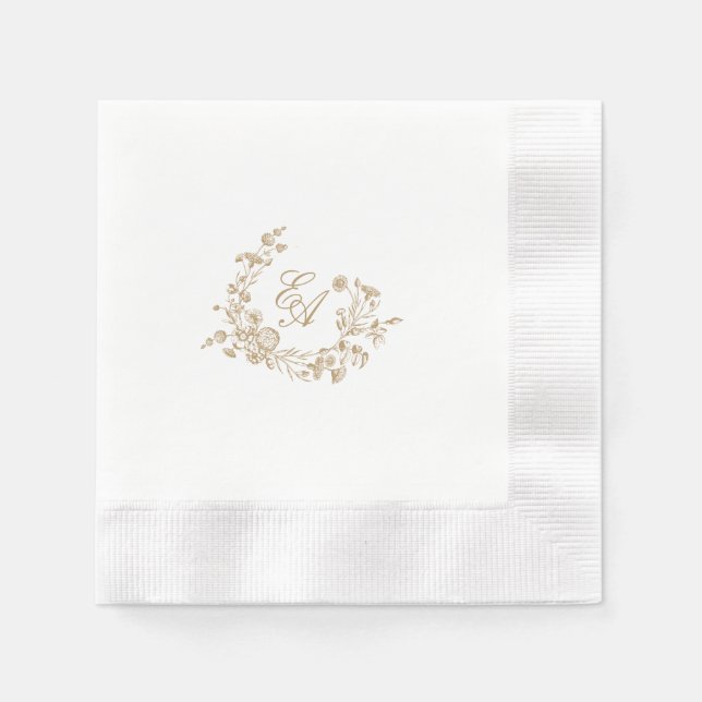 Serviette En Papier Élégant poitrine florale Mariage Napkin (Devant)