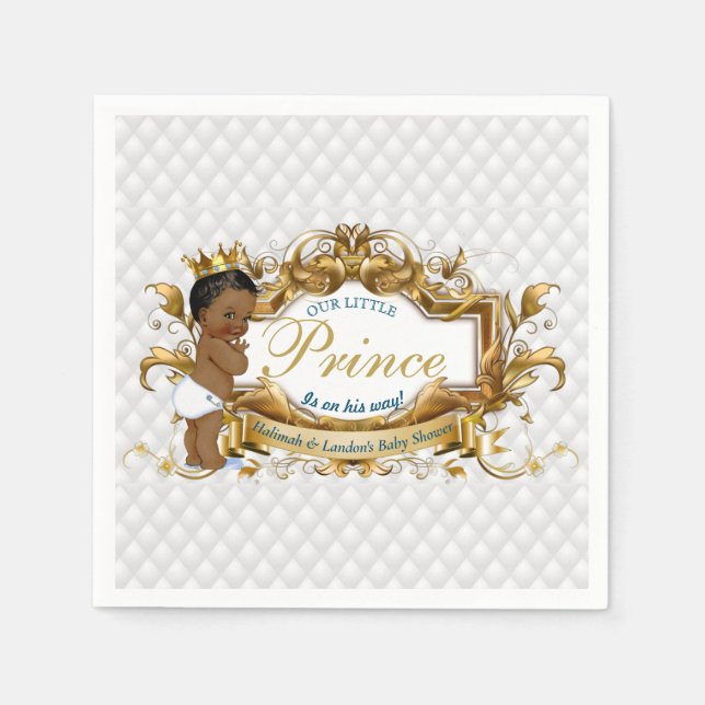 Serviette En Papier Élégant Prince Africain Diamant Blanc (Devant)