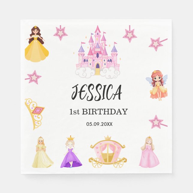 Serviette En Papier Elegant Princess Birthday Celebration (Devant)