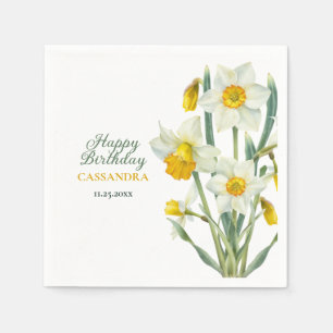 Serviette En Papier Élégant printemps Jaune Daffodile Floral Anniversa