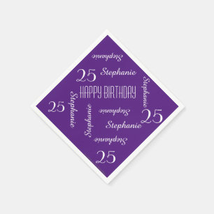 Serviette En Papier Élégant Purple 25e anniversaire fête de répét