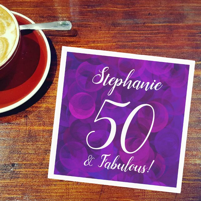 Serviette En Papier Elégant Purple 50 et Fabuleux fête d'anniversaire (Créateur téléchargé)