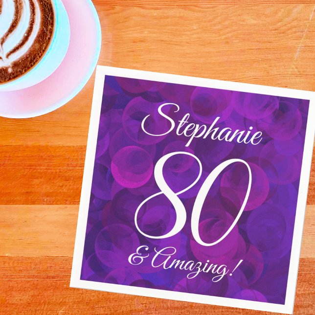 Serviette En Papier Elégant Purple 80 et fête d'anniversaire Extraordi (Créateur téléchargé)