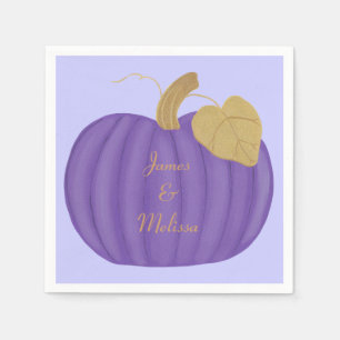 Serviette En Papier Elegant Purple Pumpkin Gold Leaf Wedding