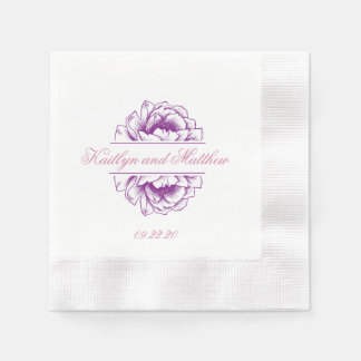 Serviette En Papier Élégant Purple Pur Mariage Floral