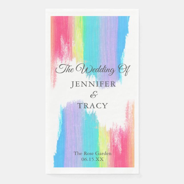Serviette En Papier Elegant Rainbow Wedding Personalized (Devant)