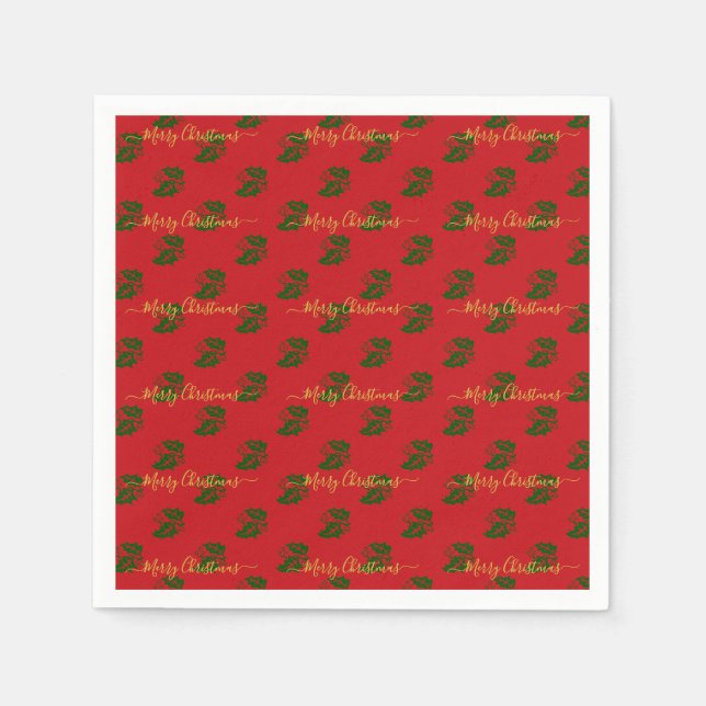 Serviette En Papier Élégant Red Custom Christmas Livre creux (Devant)