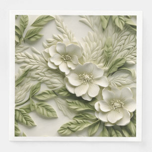 Serviette En Papier Élégant relief floral 3D incorporé