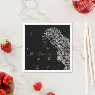 Serviette En Papier Élégant Remerciement pour Baby Shower Mariage Noir