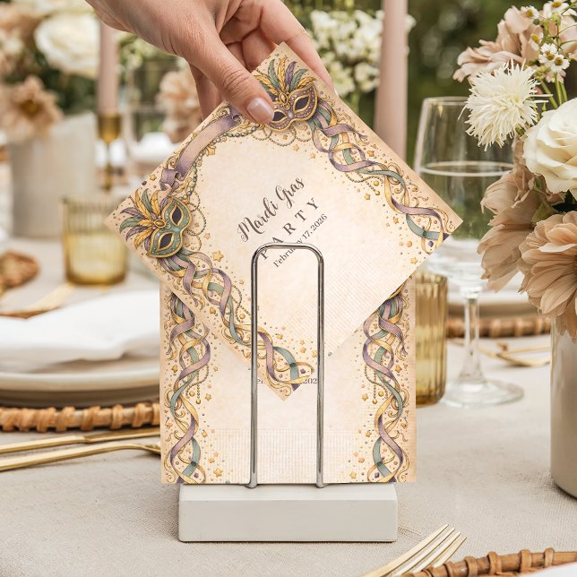 Serviette En Papier Elegant Ribbon Mask Mardi Gras Masquerade (Créateur téléchargé)