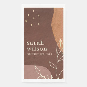 Serviette En Papier Elégant Robe Abstrait Feuillage Brown Orange